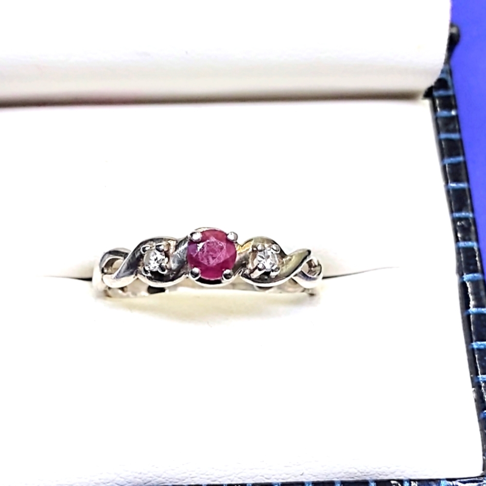 Sterling Silver Celtic Red Ruby Ring - image 1